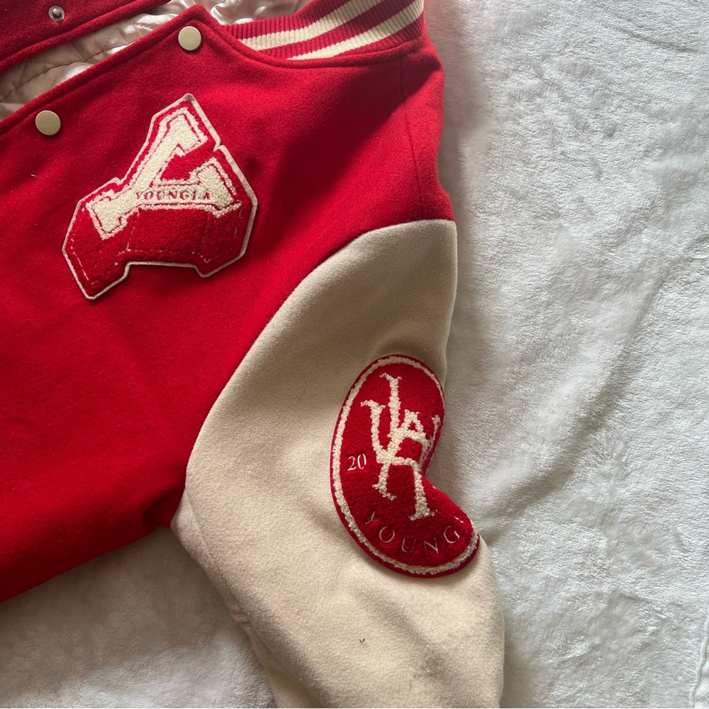 Red and Cream YoungLA Varsity Jacket
